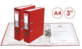 FOSKA-CLASSEUR A LEVIER INT CARTONE/ EXT PVC ROUGE A4, 3’’  W9500