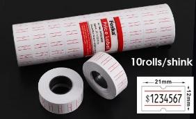 FOSKA-ETIQUETTES DE PRIX BLANC 8 CHIFFRES 10 ROULEAUX  DE 500 PCS