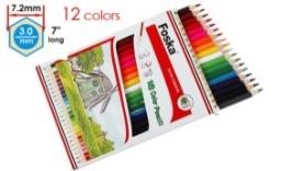 FOSKA-CRAYON DE COULEUR HEXAG BTE 18 COUL 7,5MM DIAM, 7’’ CQ6018L