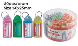 FOSKA-PORTE CLE 60MMX25MM, CYL DE 50 PCS COLOR TRANSP, PP  JZ6004D