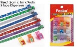 FOSKA-RUBAN ADHESIVE IMPRIME 1.2cm*1m 9RLX + 3 DEVID CT503