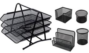 FOSKA-BAC RANG 3ETAGES+ BLOC NOTE+PORTE STYLOS+SEPAR SERIE 4 PCS NOIR HY2214 BLACK