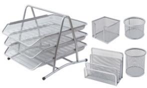 FOSKA-BAC RANG 3ETAGES+ BLOC NOTE+PORTE STYLOS+SEPAR SERIE 4 PCS ARGENTE HY2214 SILVER