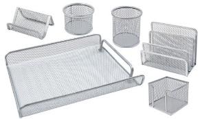 FOSKA-BAC RANG 3ETAG+ BLOC NOTE+PORTE STYLOS+SEPAR -SERIE 6 PCS ARGENT HY63580A SILVER