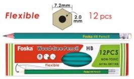 FOSKA-CRAYON DE BOIS HB FLEXIBLE AVEC TETE GOMME BTE 12 PCS AIGUISE QB114A