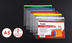 FOSKA-POCHETTE PLAST TRANSP A/ ZIP A5 140 MIC W54-14