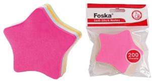 FOSKA-BLOC NOTE MULTICOLOR FORME ETOILE 70X70mm 75 GMS G5201-4