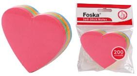 FOSKA-BLOC NOTE MULTICOLOR FORME COEUR 73X73mm 75 GMS G5201-15
