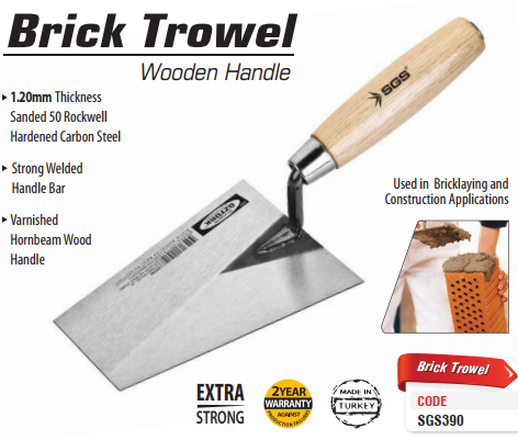 BRICK TROWEL WOODEN HANDLE SGS390