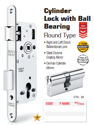 SGS CYLINDER LOCK WITH BALL BEARING ROUND TYPE 35MM K-501