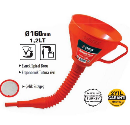 SGS OIL FUNNEL STEEL STRAINER D160MM1,2LT SGS2400 (YELLOW COLOR)