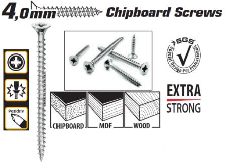SGS CHIPBOARD SCREWS 4*20MM SGS8032
