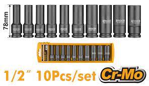 10Pcs 1/2" Deep  impact socket set