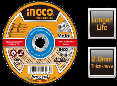 Disque à tronçonner métal - 230*2.0*22.2mm 