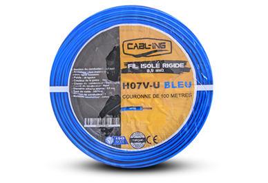 FIL ISOLE RIGIDE 4 MM2 H07V-U BLEU (C/100M) CABLING TURQUIE