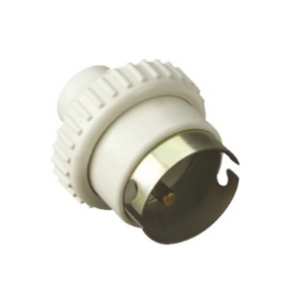 DOUILLE PLASTIQ/LAITON B22 KMEI. POIDS 18.5G. COULEUR BLANC
