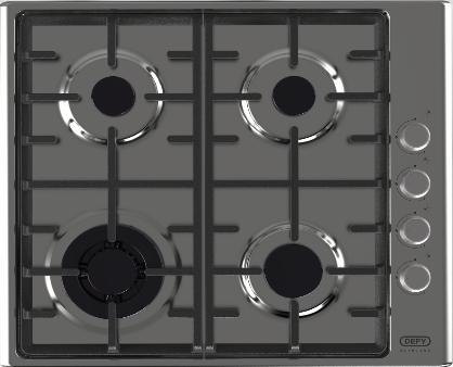 DHG602 HOB DEFY GAS 4 BURN PROF SS 60 CM