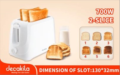 TOASTER 2-SLICE 700W DECAKILA