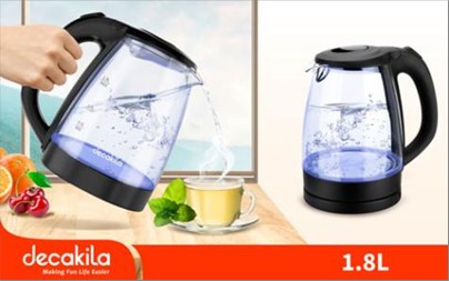 ELECTRIC KETTLE-GLASS 1.8L 2200W DECAKILA