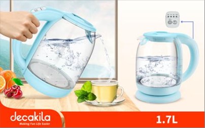 ELECTRIC KETTLE-GLASS 1.7L 2200W DECAKILA