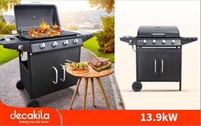 GAS BBQ GRILL 63*37cm DECAKILA