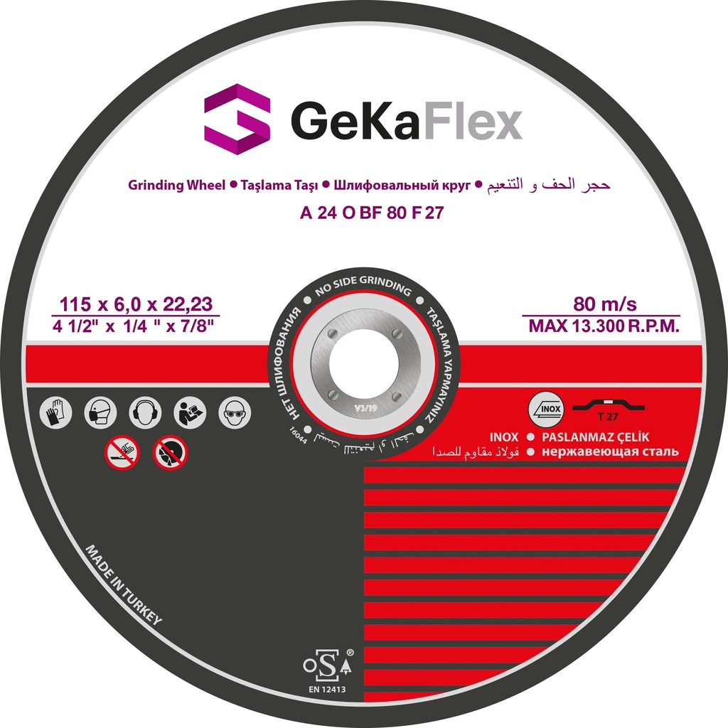 Disque de coupe inox plat type 41 Dim:115 x 1,0 x 22 MM GEDIK