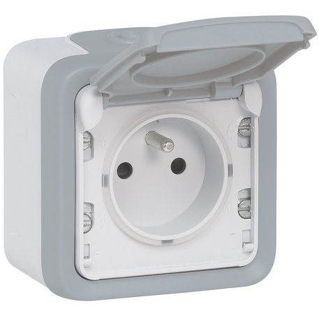PRISE 2P+T 16A AVEC ECLIPSE DE PROTECTION PLEXO COMP GRIS SAILLIE - REF069731