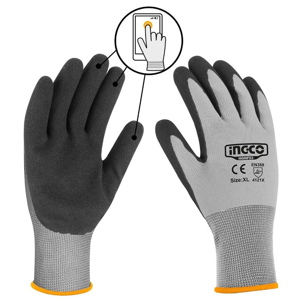 Nitrile frosted coated gloves
