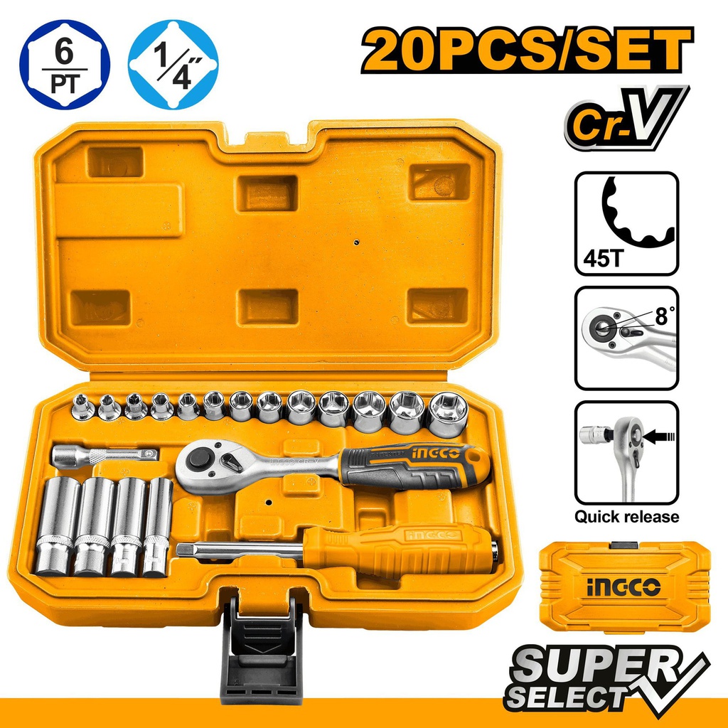 20 Pcs 1/4" socket set