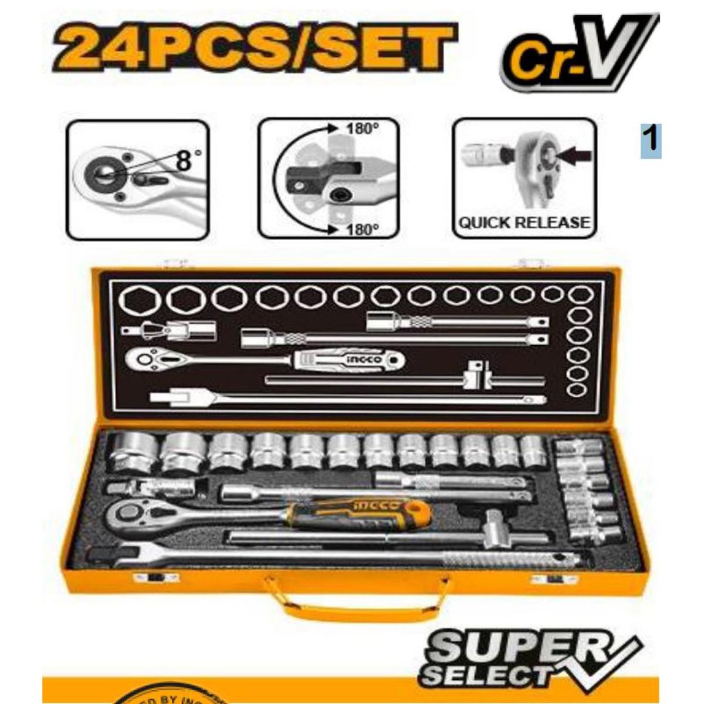 24 Pcs 1/2&quot; socket set