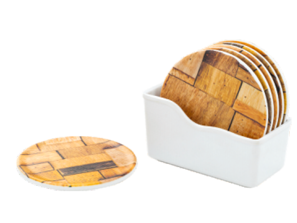 VIKAS TEA COSTER ROUND WOODEN MELAMINE