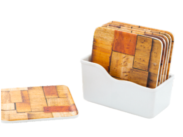 VIKAS TEA COSTER SQUARE WOODEN MELAMINE