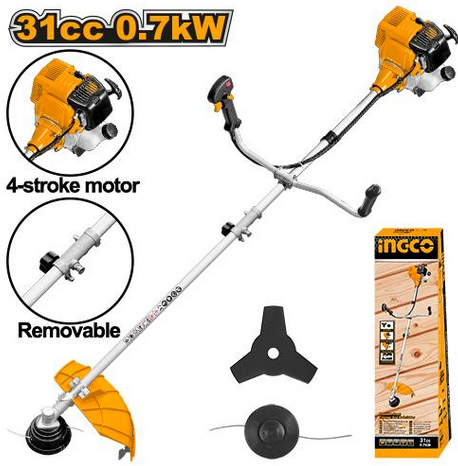 Gasoline grass trimmer and bush cutter