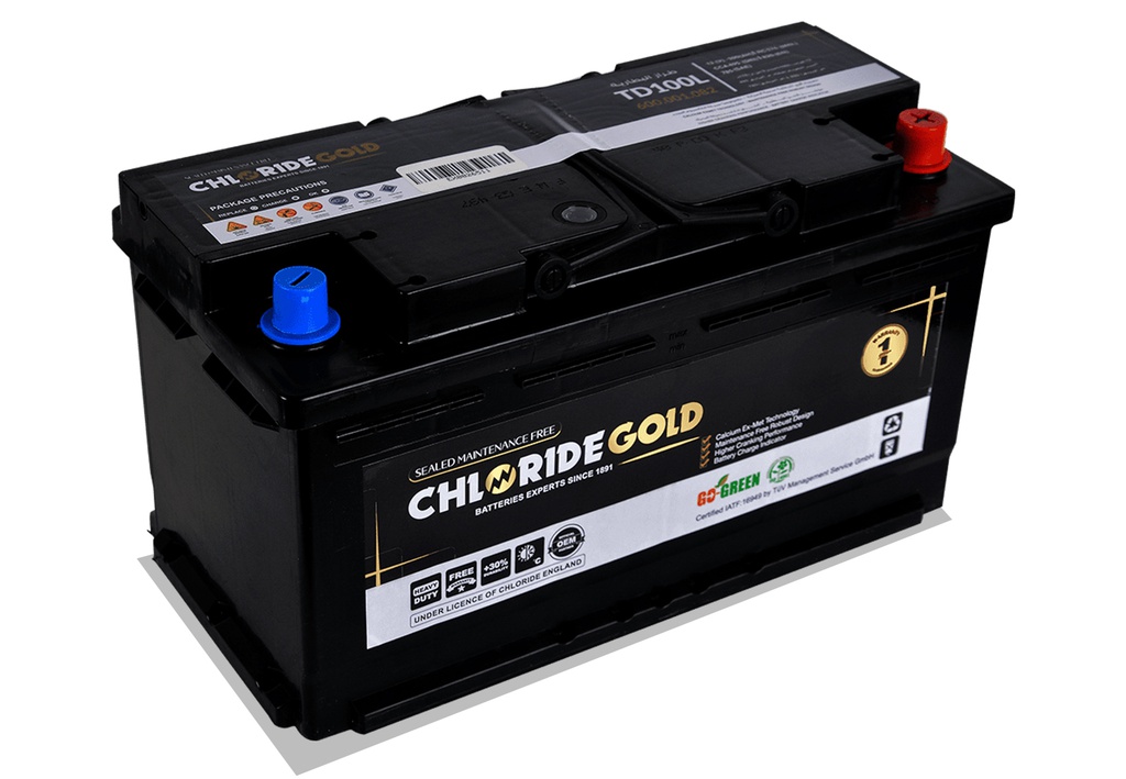 Batterie sans entretien CHLORIDE GOLD ENGLAND 100Amp 12V ref:TD100L MF 23,55 Kg