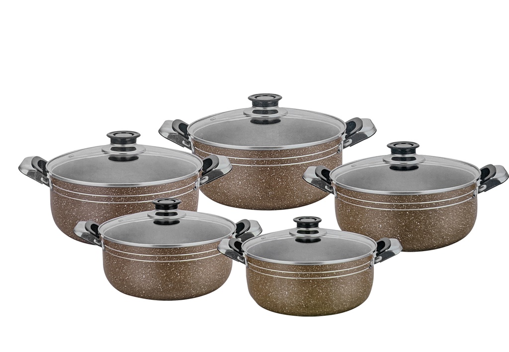 Cookware Miralux serie de 10pcs = 18cm à 26cm coul: Marron (Cartons de 4 set)