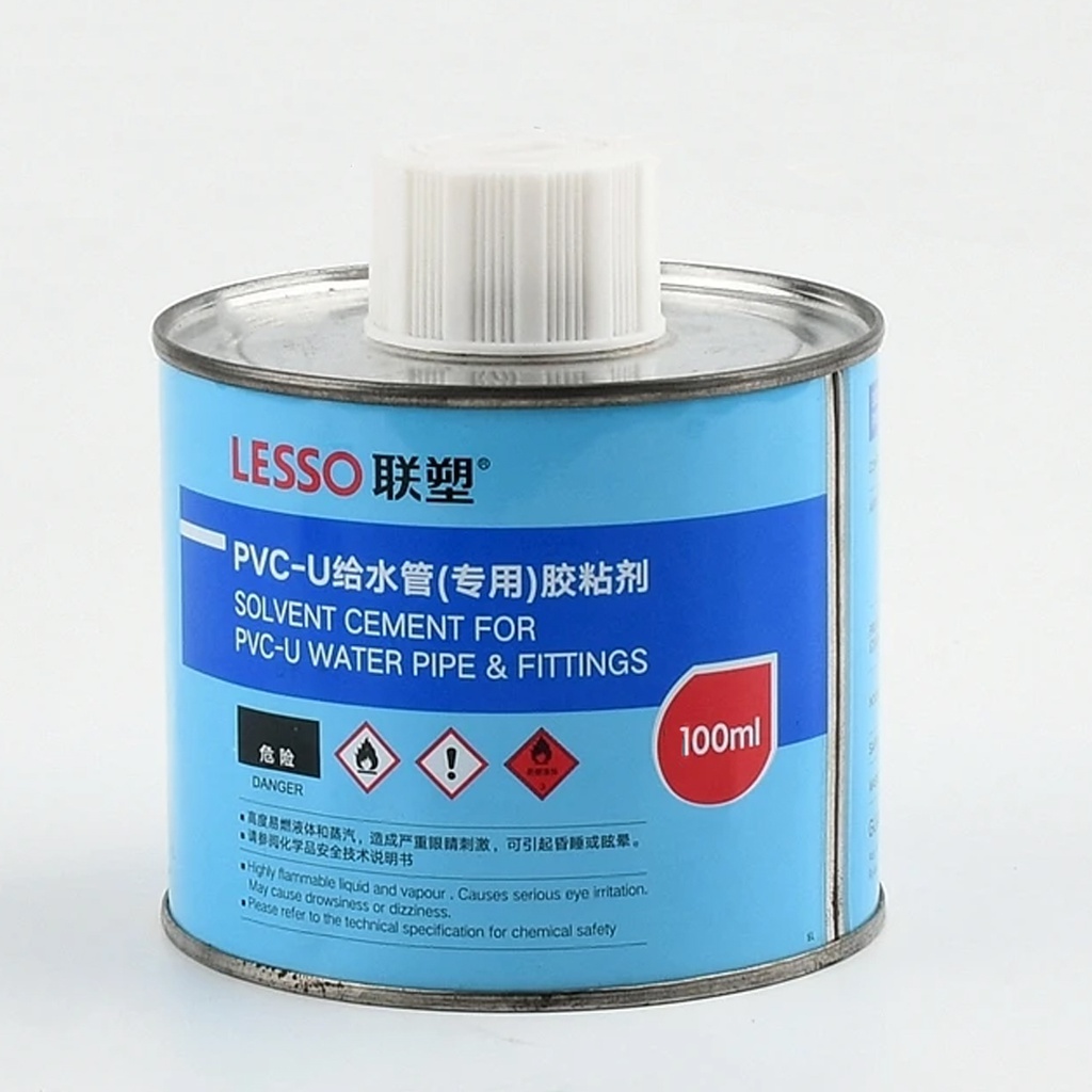 COLLE PVC H Pression Boite de 100ml LESSO = GLUE (avec brosse)