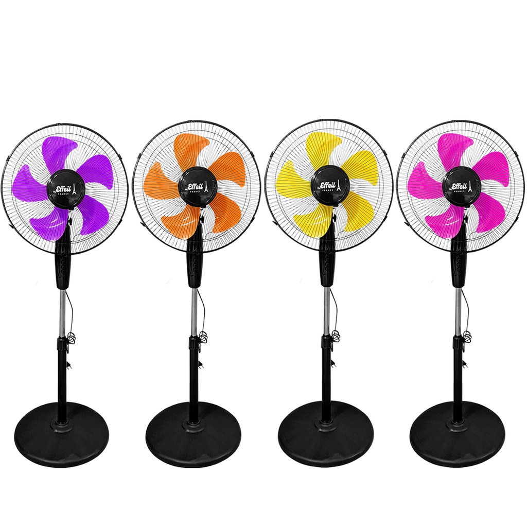 Ventilateur Effeil 16&quot; (CTN de 4 pcs) couleur assorties socle rond 5 pales