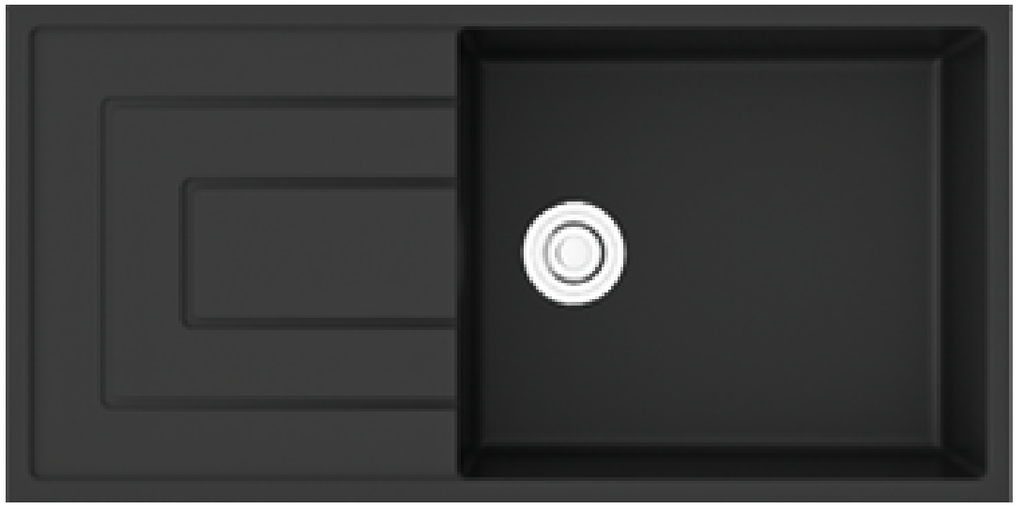 EVIER GRANITE SIMPLE BAC MEERA Réf: G-T10050I01 Couleur DARK BLACK