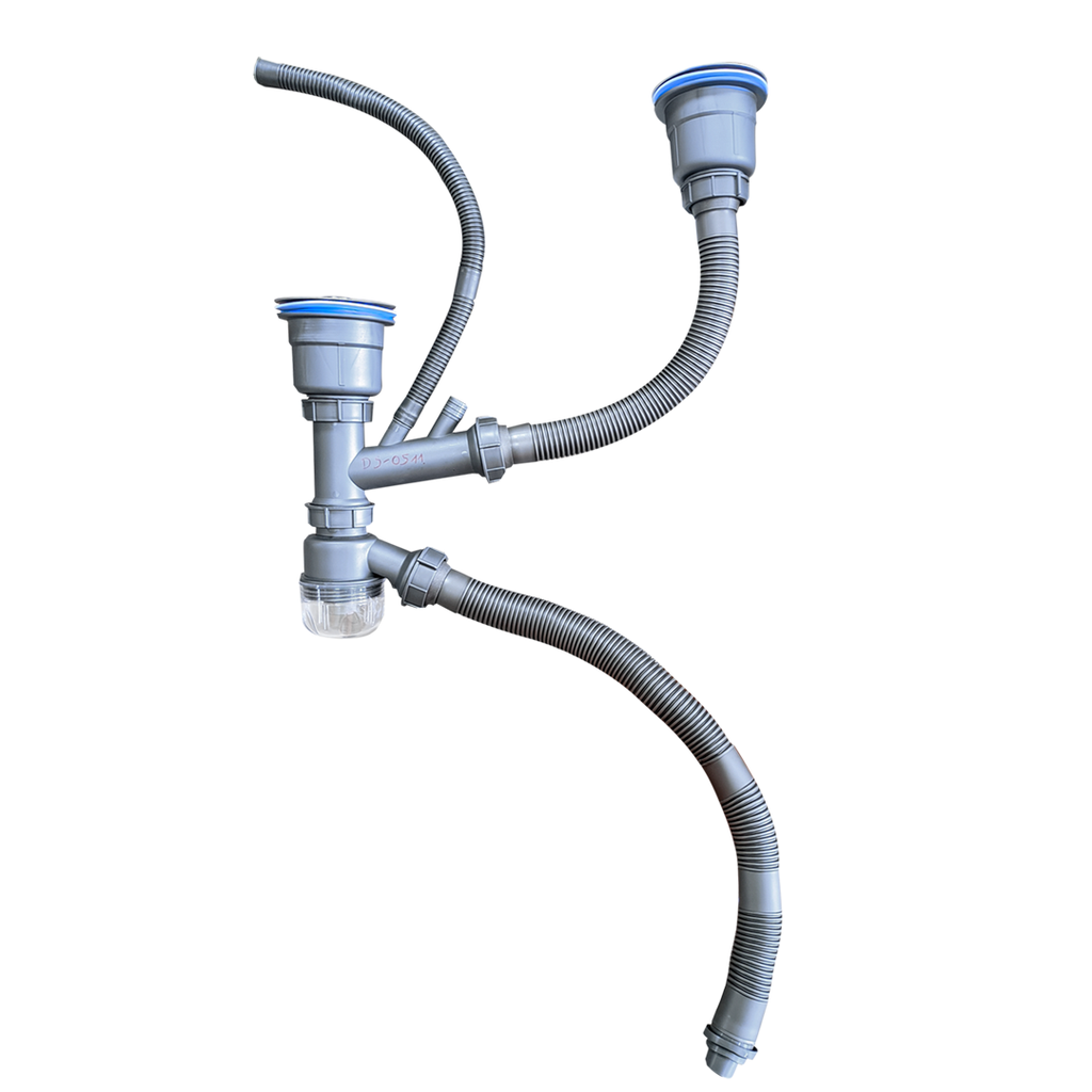 Ensemble de siphon + bonde pour Evier granité MEERA double Bac valable pour G-T11650L;G-T8650G