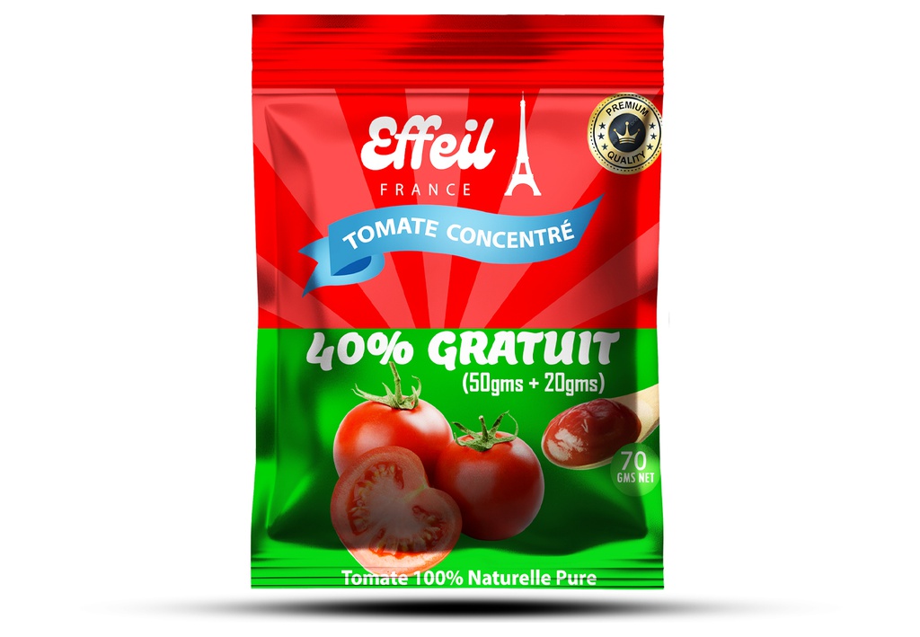 Tomate concentré en sachet de 70 gsm CTN de 100 pcs Marque: Effeil