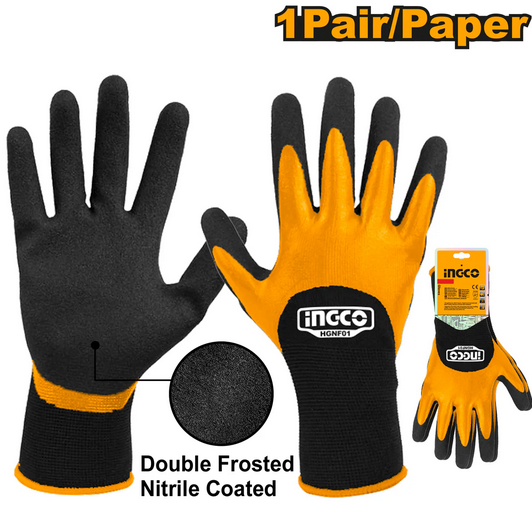 Nitrile frosted coated gloves