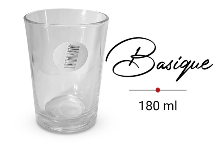 Verre à boire transparent BASIQUE 180Ml ref: WX18899 set de 6pcs , ctn de 12 sets