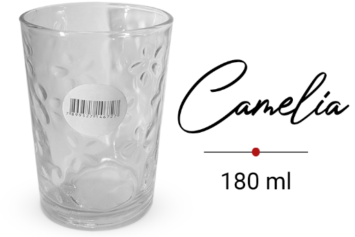 Verre à boire transparent CAMELIA 180Ml ref: WX18905 set de 6pcs , ctn de 12 sets