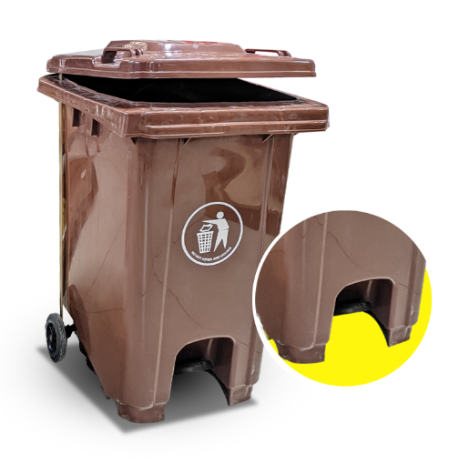 Plastic dust bin 80L couleur Marron/Square ref: XDL-80U-14 avec couvercle