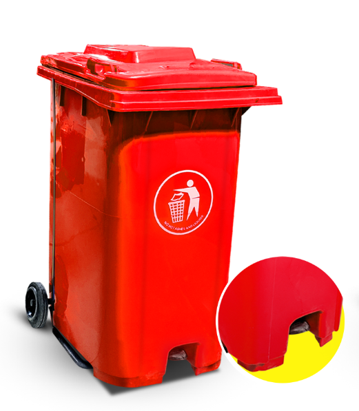 Plastic dust bin 100L couleur Rouge/Square ref: XDL-100U-14 avec couvercle