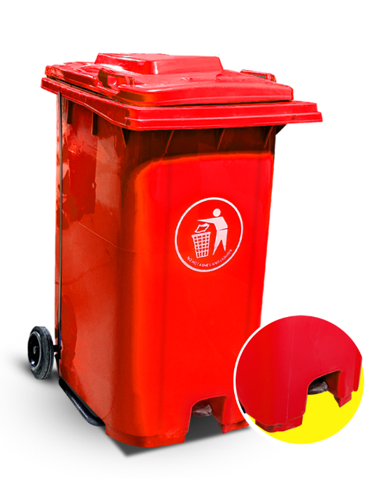 Plastic dust bin 120L couleur Rouge/Square ref: XDL-120U2-14 avec couvercle