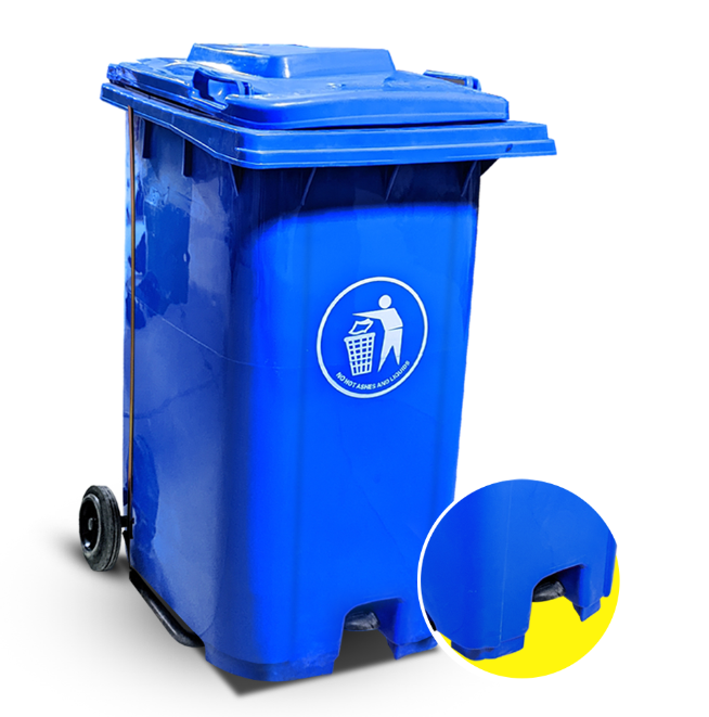 Plastic dust bin 240L couleur Bleu/Square ref: XDL-240U2-19 avec couvercle