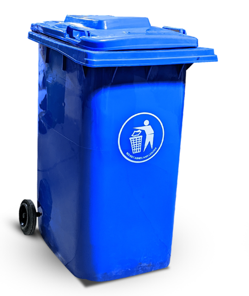 Plastic dust bin 240L couleur Bleu/Square poignet lisse ref: XDL-240A-11 avec couvercle