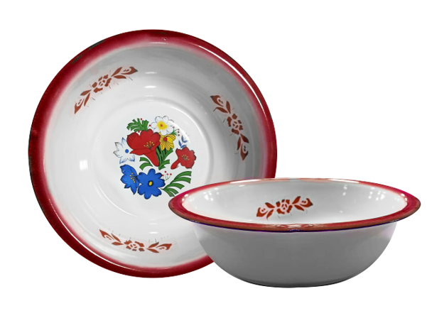 Bassine emaillé couleur cremé decoré de 28cm (ctn de 5doz)