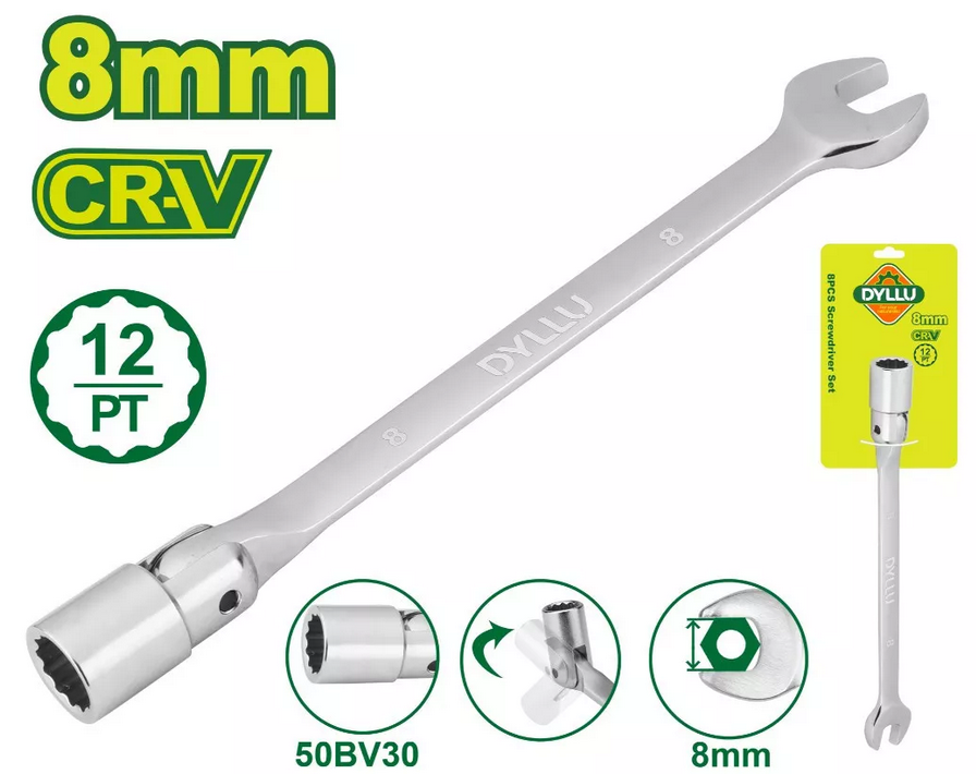 Open end swivel head socket spanner wrench - DYLLU
